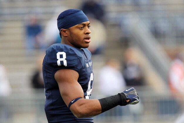 Nov 2, 2013; University Park, PA, USA; Penn State Nittany Lions wide receiver Allen Robinson (8) prior to the game against the Illinois Fighting Illini at Beaver Stadium. Mandatory Credit: Matthew O'Haren-USA TODAY Sports