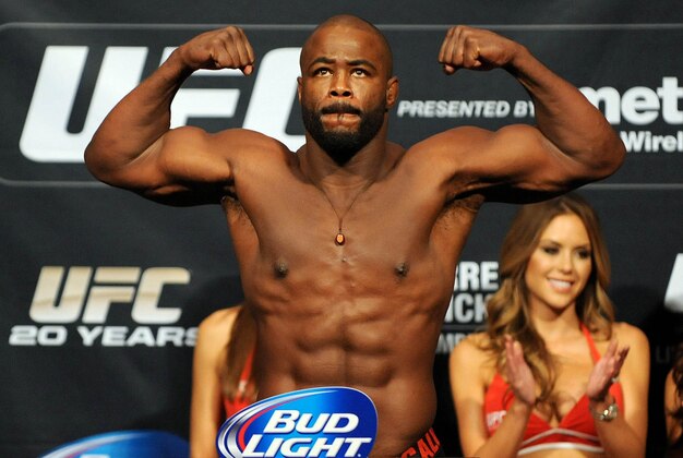 Nov 15, 2013; Las Vegas, NV, USA; UFC fighter Rashad Evans participates in the official weigh-in of UFC 167 at MGM Grand Garden Arena. Mandatory Credit: Stephen R. Sylvanie-USA TODAY Sports