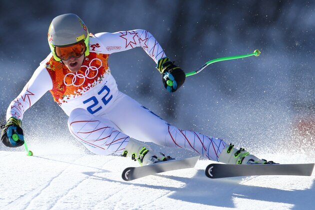 United States' Ted Ligety makes a turn in the downhill portion of the men's supercombined at the Sochi 2014 Winter Olympics, Friday, Feb. 14, 2014, in Krasnaya Polyana, Russia. (AP Photo/Alessandro Trovati)