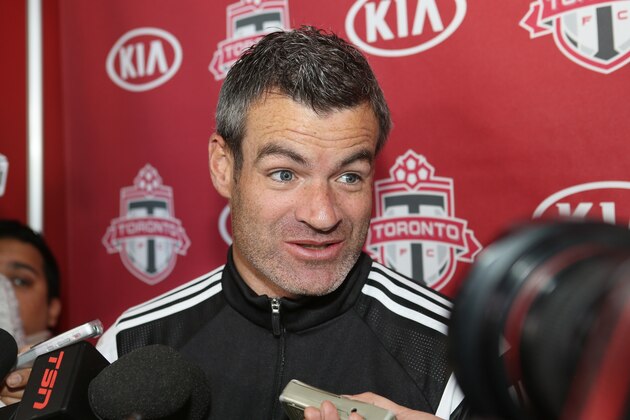 TORONTO, CANADA - FEBRUARY 11: Toronto FC head coach Ryan Nelsen talks to reporters during media day at the Kia training grounds on February 11, 2014 in Toronto, Ontario, Canada. (Photo by Tom Szczerbowski/Getty Images)