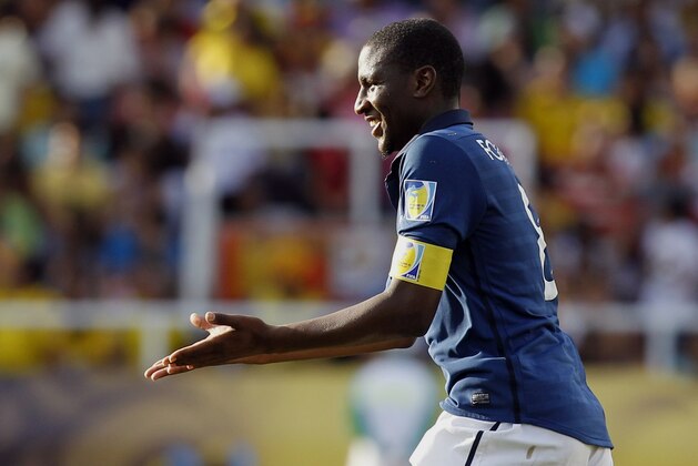 France's Gueida Fofana celebrates after scoring his team's second goal against Nigeria during a U-20 World Cup quarterfinal soccer match in Cali, Colombia, Sunday, Aug. 14, 2011. (AP Photo/Dolores Ochoa)