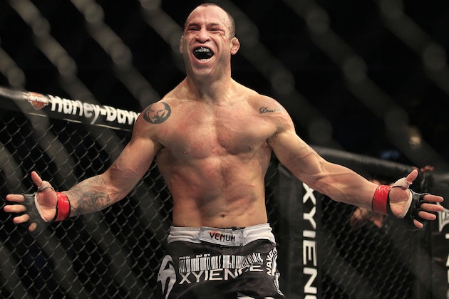 Wanderlei Silva, from Brazil, celebrates after beating Cung Le during the second round of a UFC 139 Mixed Martial Arts middleweight bout in San Jose, Calif., Saturday, Nov. 19, 2011. Silva won by TKO in the second round. (AP Photo/Jeff Chiu)
