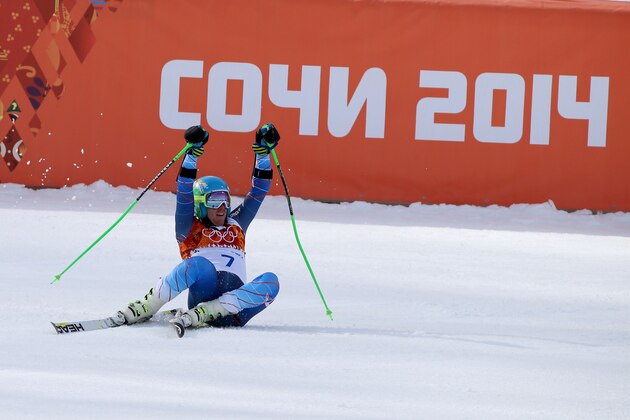 SOCHI, RUSSIA - FEBRUARY 19: (FRANCE OUT) Ted Ligety of the USA wins the gold medal during the Alpine Skiing Men's Giant Slalom at the Sochi 2014 Winter Olympic Games at Rosa Khutor Alpine Centre on February 19, 2014 in Sochi, Russia. (Photo by Christophe Pallot/Agence Zoom/Getty Images)