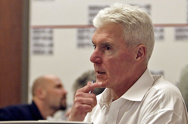 Green Bay Packers general manager Ted Thompson watches over the team's draft room during the third round of the NFL draft Saturday, April 23, 2005, at Lambeau Field in Green Bay, Wis. The Packers drafted California quarterback Aaron Rodgers with their first-round pick. (AP Photo/Pool, Morry Gash)