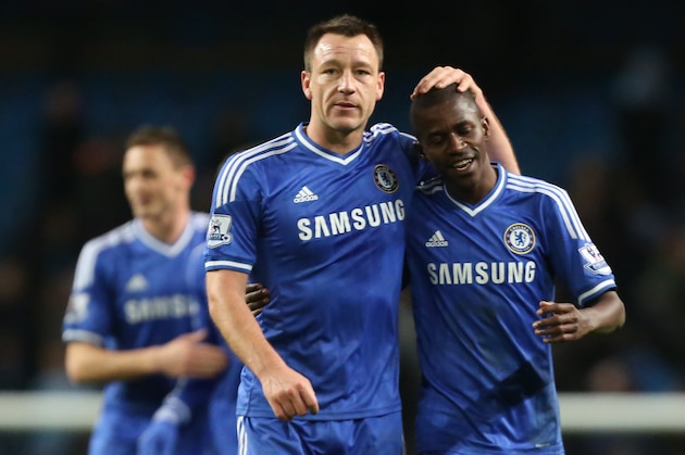 Chelsea's John Terry, left hugs his teammate Ramires after they defeated Manchester City in their English Premier League soccer match at the Etihad Stadium, Manchester, England, Monday Feb. 3, 2014. Chelsea won the match 1-0. (AP Photo/Jon Super) Chelsea's John Terry, left hugs his teammate Ramires after they defeated Manchester City in their English Premier League soccer match at the Etihad Stadium, Manchester, England, Monday Feb. 3, 2014. Chelsea won the match 1-0. (AP Photo/Jon Super)