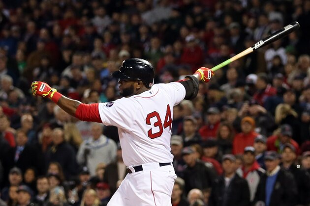 BOSTON, MA - OCTOBER 30:  David Ortiz #34 of the Boston Red Sox in action against the St. Louis Cardinals during Game Six of the 2013 World Series at Fenway Park on October 30, 2013 in Boston, Massachusetts.  (Photo by Rob Carr/Getty Images)