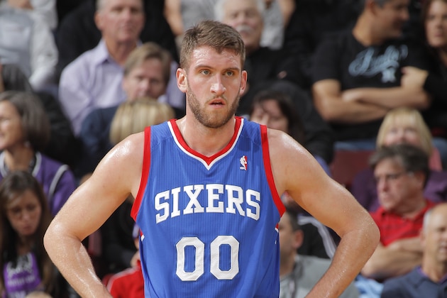 SACRAMENTO, CA - JANUARY 2: Spencer Hawes #00 of the Philadelphia 76ers in a game against the Sacramento Kings on January 2, 2014 at Sleep Train Arena in Sacramento, California. NOTE TO USER: User expressly acknowledges and agrees that, by downloading and or using this photograph, User is consenting to the terms and conditions of the Getty Images Agreement. Mandatory Copyright Notice: Copyright 2014 NBAE (Photo by Rocky Widner/NBAE via Getty Images)