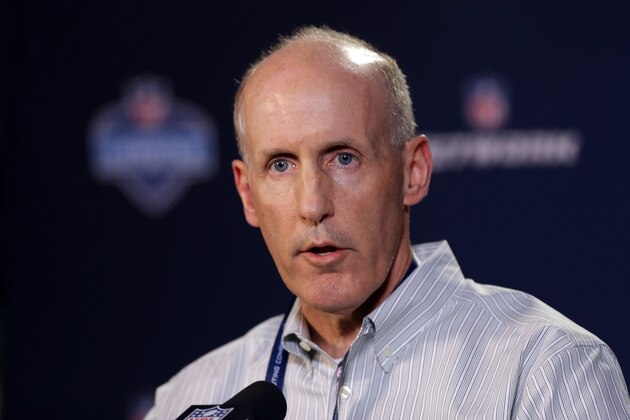 Miami Dolphins head coach Joe Philbin answers a question during a news conference at the NFL football scouting combine in Indianapolis, Thursday, Feb. 20, 2014. (AP Photo/Michael Conroy)