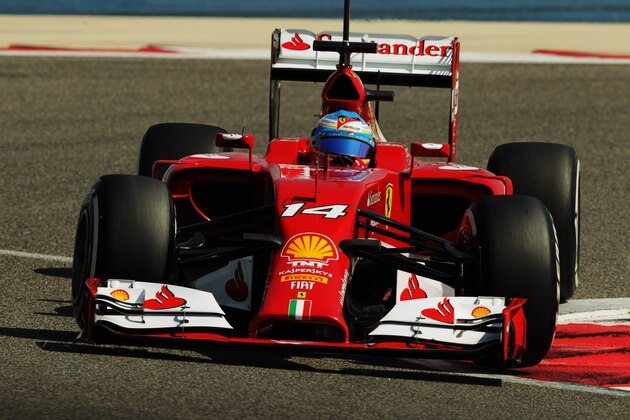 BAHRAIN, BAHRAIN - FEBRUARY 20:  Fernando Alonso of Spain and Ferrari drives during day two of Formula One Winter Testing at the Bahrain International Circuit on February 20, 2014 in Bahrain, Bahrain.  (Photo by Ker Robertson/Getty Images)