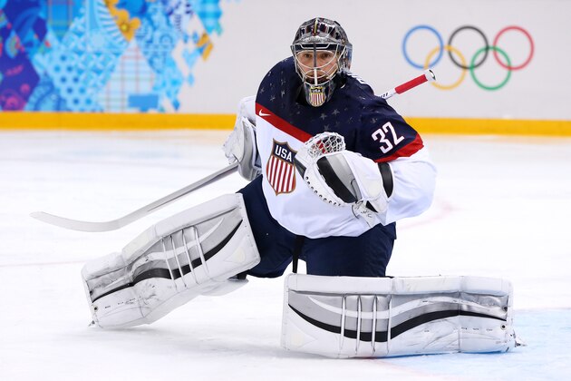 SOCHI, RUSSIA - FEBRUARY 13:  Jonathan Quick #32 of United States looks on against Slovakia during the Men's Ice Hockey Preliminary Round Group A game on day six of the Sochi 2014 Winter Olympics at Shayba Arena on February 13, 2014 in Sochi, Russia.  (Photo by Martin Rose/Getty Images)