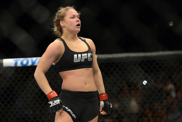 Dec 28, 2013; Las Vegas, NV, USA;   Ronda Rousey in the cage during her UFC Women's Bantamweight Championship Bout against Miesha Tate (not pictured) at the MGM Grand Garden Arena. Rousey won. Mandatory Credit: Jayne Kamin-Oncea-USA TODAY Sports
