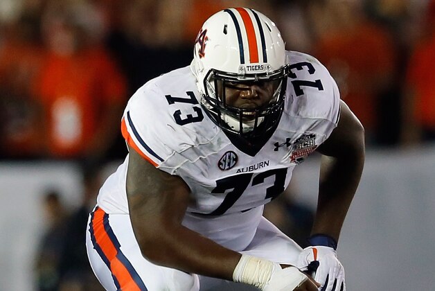 PASADENA, CA - JANUARY 06:  Offensive linesman Greg Robinson #73 of the Auburn Tigers on the field during the 2014 Vizio BCS National Championship Game at the Rose Bowl on January 6, 2014 in Pasadena, California.  (Photo by Kevin C. Cox/Getty Images)