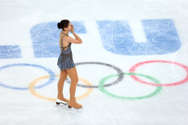 SOCHI, RUSSIA - FEBRUARY 20:  Adelina Sotnikova of Russia reacts after competing in the Figure Skating Ladies' Free Skating on day 13 of the Sochi 2014 Winter Olympics at Iceberg Skating Palace on February 20, 2014 in Sochi, Russia.  (Photo by Paul Gilham/Getty Images)