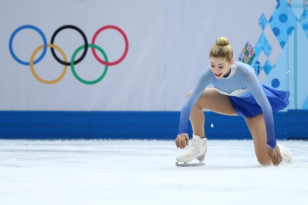 SOCHI, RUSSIA - FEBRUARY 20:  Gracie Gold of the United States falls while competing in the Figure Skating Ladies' Free Skating on day 13 of the Sochi 2014 Winter Olympics at Iceberg Skating Palace on February 20, 2014 in Sochi, Russia.  (Photo by Ryan Pierse/Getty Images)