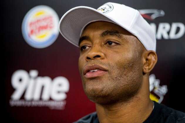 RIO DE JANEIRO, BRAZIL - JUNE 12:  Anderson Silva speaks during a press conference for UFC 162 at X-Gym on June 12, 2013 in Rio de Janeiro, Brazil.  (Photo by Buda Mendes/Getty Images)