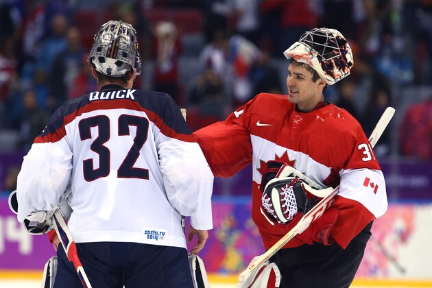 SOCHI, RUSSIA - FEBRUARY 21: Carey Price #31 of Canada and Jonathan Quick #32 of the United States shake hands after Canada defeated the United States 1-0 during the Men's Ice Hockey Semifinal Playoff on Day 14 of the 2014 Sochi Winter Olympics at Bolshoy Ice Dome on February 21, 2014 in Sochi, Russia. (Photo by Al Bello/Getty Images) SOCHI, RUSSIA - FEBRUARY 21: Carey Price #31 of Canada and Jonathan Quick #32 of the United States shake hands after Canada defeated the United States 1-0 during the Men's Ice Hockey Semifinal Playoff on Day 14 of the 2014 Sochi Winter Olympics at Bolshoy Ice Dome on February 21, 2014 in Sochi, Russia. (Photo by Al Bello/Getty Images)