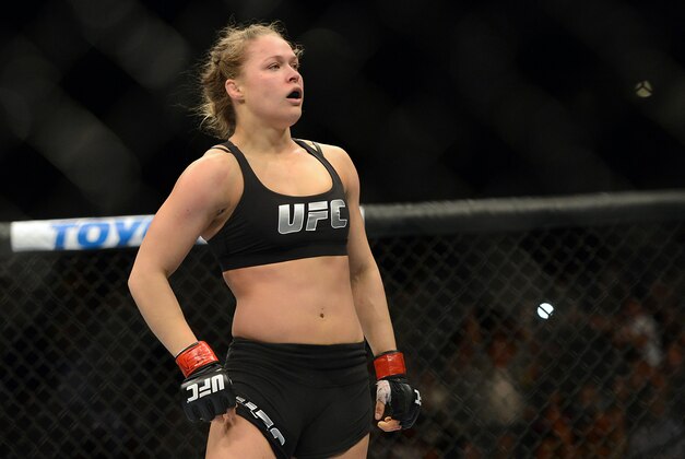 Dec 28, 2013; Las Vegas, NV, USA;   Ronda Rousey in the cage during her UFC Women's Bantamweight Championship Bout against Miesha Tate (not pictured) at the MGM Grand Garden Arena. Rousey won. Mandatory Credit: Jayne Kamin-Oncea-USA TODAY Sports