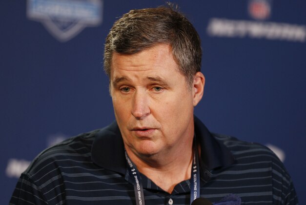 Feb 20, 2014; Indianapolis, IN, USA; Buffalo Bills coach Doug Marrone speaks during a press conference during the 2014 NFL Combine at Lucas Oil Stadium. Mandatory Credit: Brian Spurlock-USA TODAY Sports