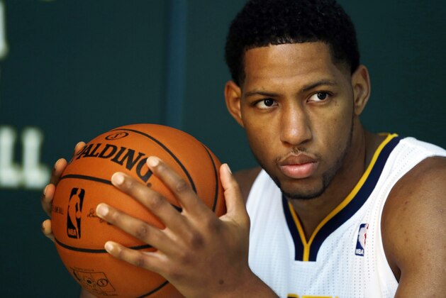 Indiana Pacers' Danny Granger poses for a photographer during NBA basketball media day Friday, Sept. 27, 2013, in Indianapolis. (AP Photo/Darron Cummings)