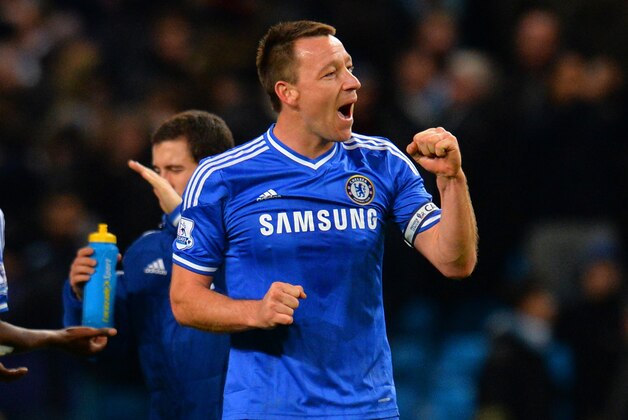 MANCHESTER, ENGLAND - FEBRUARY 03:  John Terry of Chelsea celebrates victory during the Barclays Premier League match between Manchester City and Chelsea at Etihad Stadium on February 3, 2014 in Manchester, England.  (Photo by Shaun Botterill/Getty Images)