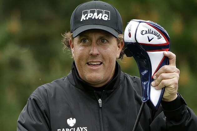Phil Mickelson prepares to hit off the second tee on Sunday, Feb. 9, 2014, during the final round of the AT&T Pebble Beach Pro-Am golf tournament in Pebble Beach, Calif. (AP Photo/Ben Margot)