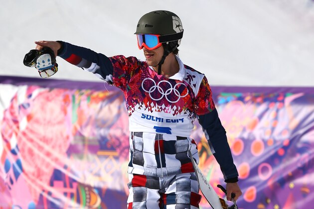 SOCHI, RUSSIA - FEBRUARY 22:  Gold medalist Vic Wild of Russia celebrates in the Snowboard Men's Parallel Slalom Big Final on day 15 of the 2014 Winter Olympics at Rosa Khutor Extreme Park on February 22, 2014 in Sochi, Russia.  (Photo by Cameron Spencer/Getty Images)