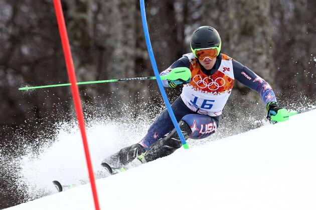 SOCHI, RUSSIA - FEBRUARY 22: (FRANCE OUT) Ted Ligety of the USA competes during the Alpine Skiing Men's Slalom at the Sochi 2014 Winter Olympic Games at Rosa Khutor Alpine Centre on February 22, 2014 in Sochi, Russia. (Photo by Christophe Pallot/Agence Zoom/Getty Images)