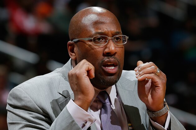 ATLANTA, GA - DECEMBER 06:  Mike Brown of the Cleveland Cavaliers reacts to a call during the game against the Atlanta Hawks at Philips Arena on December 6, 2013 in Atlanta, Georgia.  NOTE TO USER: User expressly acknowledges and agrees that, by downloading and or using this photograph, User is consenting to the terms and conditions of the Getty Images License Agreement.  (Photo by Kevin C. Cox/Getty Images)