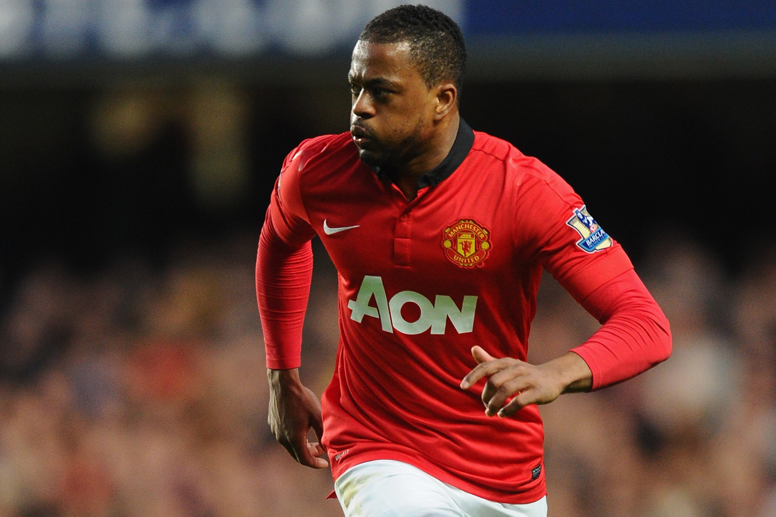 LONDON, ENGLAND - JANUARY 19:  Patrice Evra of Manchester United in action during the Barclays Premier League match between Chelsea and Manchester United at Stamford Bridge on January 19, 2014 in London, England.  (Photo by Mike Hewitt/Getty Images)