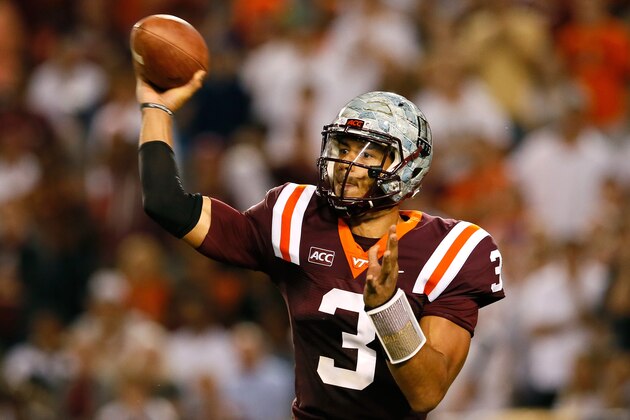 ATLANTA, GA - SEPTEMBER 26:  Logan Thomas #3 of the Virginia Tech Hokies passes against the Georgia Tech Yellow Jackets at Bobby Dodd Stadium on September 26, 2013 in Atlanta, Georgia.  (Photo by Kevin C. Cox/Getty Images)