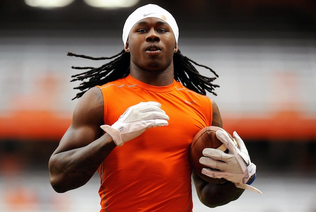 Oct 5, 2013; Syracuse, NY, USA; Clemson Tigers wide receiver Sammy Watkins (2) warms up prior to the game against the Syracuse Orange at the Carrier Dome.  Mandatory Credit: Rich Barnes-USA TODAY Sports