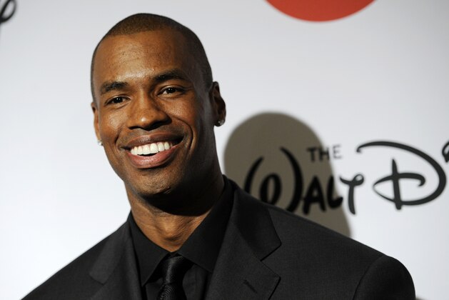 NBA basketball player Jason Collins poses at the 9th Annual Gay, Lesbian & Straight Education Network Respect Awards at The Beverly Hills Hotel on Friday, Oct. 18, 2013 in Beverly Hills, Calif. (Photo by Chris Pizzello/Invision/AP)