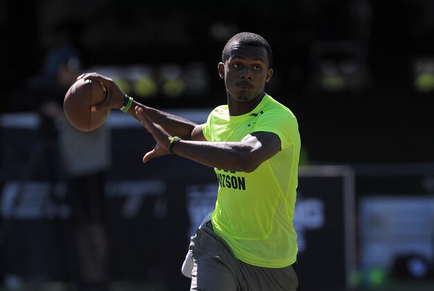 June 29, 2013; Beaverton, OR, USA; Deshaun Watson of Gainesville, Georgia throws a pass during the afternoon session of the Elite 11 at Nike World Headquarters. Mandatory Credit: Steve Dykes-USA TODAY Sports
