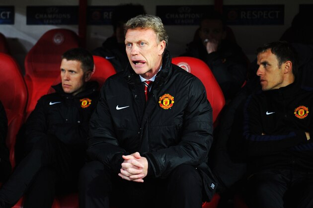 PIRAEUS, GREECE - FEBRUARY 25:  Manchester United manager David Moyes looks on before the UEFA Champions League Round of 16 first leg match between Olympiacos FC and Manchester United at Karaiskakis Stadium on February 25, 2014 in Piraeus, Greece.  (Photo by Michael Regan/Getty Images)