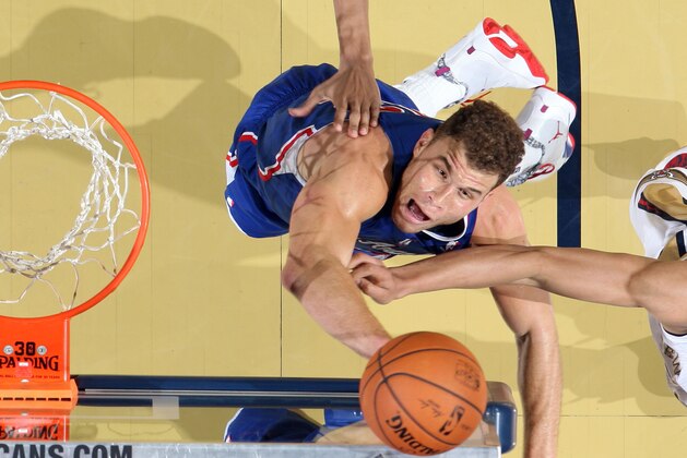 NEW ORLEANS, LA - FEBRUARY 24: Blake Griffin #32 of the Los Angeles Clippers goes up for the shot against the New Orleans Pelicans during an NBA game on February 24, 2014 at the Smoothie King Center in New Orleans, Louisiana. NOTE TO USER: User expressly acknowledges and agrees that, by downloading and or using this Photograph, user is consenting to the terms and conditions of the Getty Images License Agreement. Mandatory Copyright Notice: Copyright 2014 NBAE (Photo by Layne Murdoch/NBAE via Getty Images)
