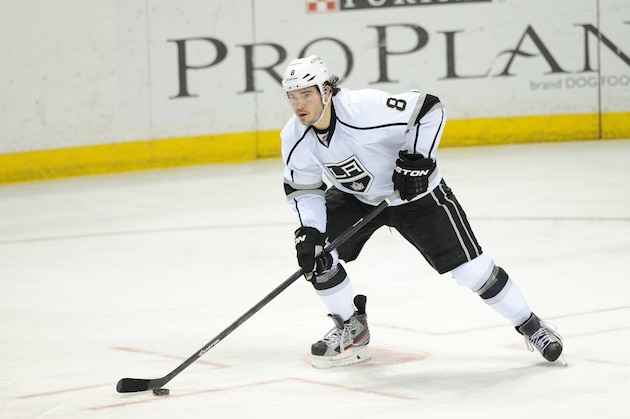 Los Angeles Kings' Drew Doughty (8) skates against the St. Louis Blues in an NHL hockey game Thursday, Jan. 2, 2014 in St. Louis. (AP Photo/Bill Boyce)