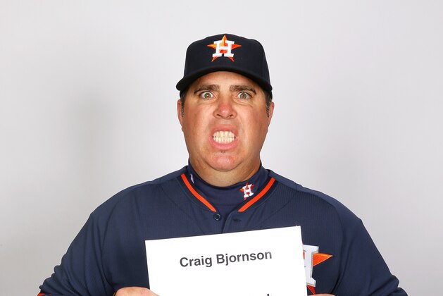 KISSIMMEE, FL - FEBRUARY 21:  Bullpen coach Craig Bjornson #52 of the Houston Astros poses for a portrait during photo day on February 21, 2014 at Osceola County Stadium in Kissimmee, Florida.  (Photo by Kevin C. Cox/Getty Images)
