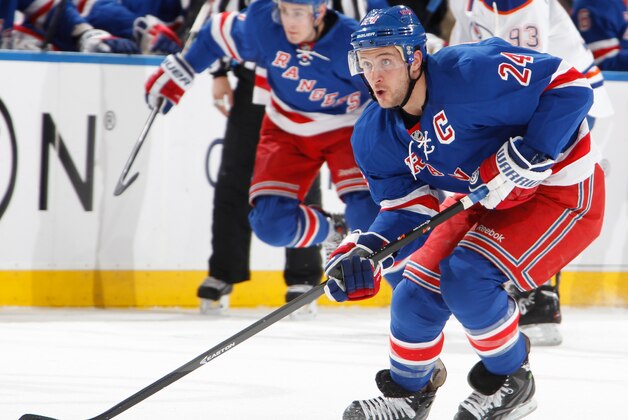 NEW YORK, NY - FEBRUARY 06: Ryan Callahan #24 of the New York Rangers skates with the puck against the Edmonton Oilers at Madison Square Garden on February 6, 2014 in New York City. The Edmonton Oilers won 2-1. (Photo by Scott Levy/NHLI via Getty Images) NEW YORK, NY - FEBRUARY 06: Ryan Callahan #24 of the New York Rangers skates with the puck against the Edmonton Oilers at Madison Square Garden on February 6, 2014 in New York City. The Edmonton Oilers won 2-1. (Photo by Scott Levy/NHLI via Getty Images)