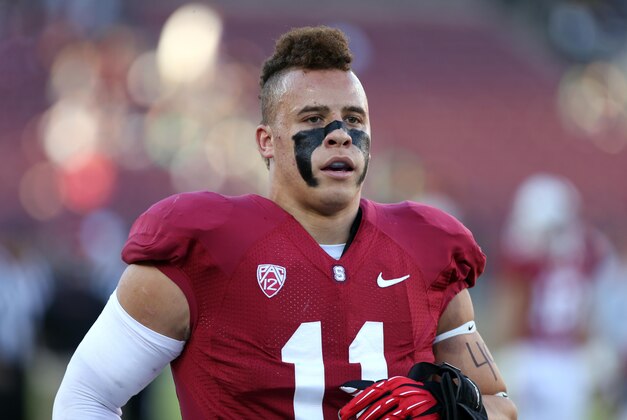 Nov 30, 2013; Stanford, CA, USA; Stanford Cardinal linebacker Shayne Skov (11) during warm ups before the game against the Notre Dame Fighting Irish at Stanford Stadium. Mandatory Credit: Kelley L Cox-USA TODAY Sports