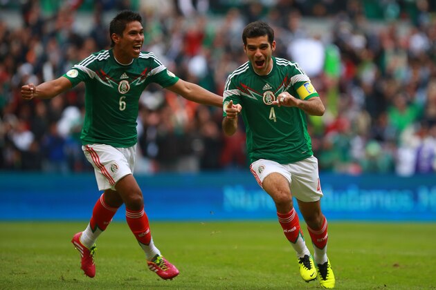 MEXICO CITY, MEXICO - NOVEMBER 13: Rafael Marquez of Mexico celebrates during a match between Mexico and New Zealand as part of the FIFA World Cup Qualifiers at Azteca Stadium on November 13, 2013 in Mexico City, Mexico. (Photo by Hector Vivas/Getty Images)