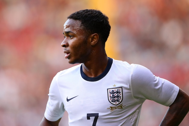SHEFFIELD, ENGLAND - AUGUST 13:  Raheem Sterling of England U21 during the Kick It Out International between England U21 and Scotland U21 at Bramall Lane on August 13, 2013 in Sheffield, England.  (Photo by Alex Livesey/Getty Images)