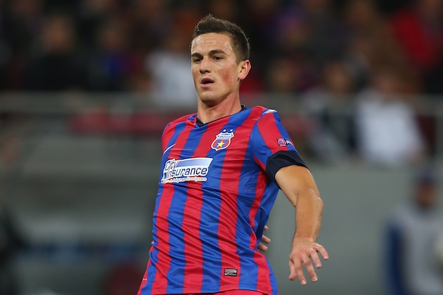 BUCHAREST, ROMANIA - OCTOBER 01:  Florin Gardos of Steaua Bucuresti during the UEFA Champions League Group E Match between FC Steaua Bucuresti and Chelsea at the National Arena Stadium on October 1, 2013 in Bucharest, Romania.  (Photo by Michael Steele/Getty Images)