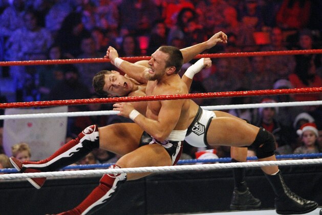 Cody Rhodes,rleft, and Daniel Bryan peform during WWE’s 9th annual