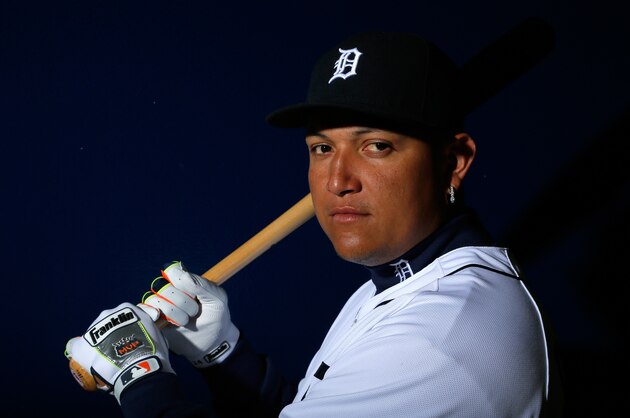 LAKELAND, FL - FEBRUARY 23:  Miguel Cabrera #24 of the Detroit Tigers poses for a portrait during photo day on February 23, 2014 at Joker Marchant Stadium in Lakeland, Florida.  (Photo by Kevin C. Cox/Getty Images)