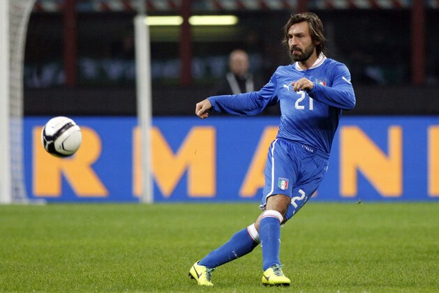Italy's Andrea Pirlo during a friendly soccer match between Italy and Germany at the San Siro stadium in Milan, Italy, Friday, Nov. 15, 2013. (AP Photo/Felice Calabro')