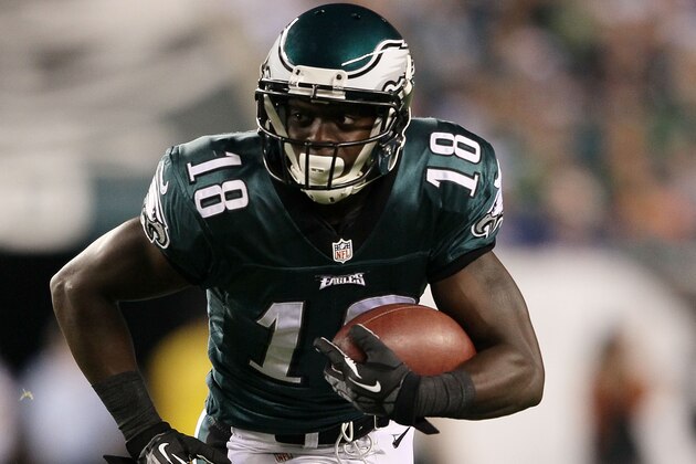 PHILADELPHIA, PA - SEPTEMBER 30:  Wide receiver Jeremy Maclin #18 of the Philadelphia Eagles in action against the New York Giants at Lincoln Financial Field on September 30, 2012 in Philadelphia, Pennsylvania.  (Photo by Alex Trautwig/Getty Images)