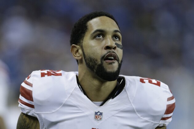New York Giants' Terrell Thomas during the first quarter of an NFL football game against the Detroit Lions in Detroit, Sunday, Dec. 22, 2013. (AP Photo/Duane Burleson)
