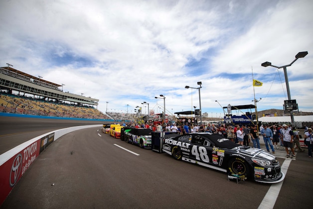 Nov 10, 2013; Avondale, AZ, USA; A view of pit row before the AdvoCare 500 race at Phoenix International Raceway. Mandatory Credit: Jerome Miron-USA TODAY Sports