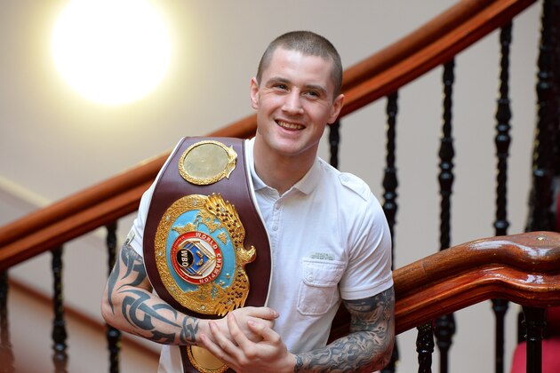 GLASGOW  SCOTLAND, JANUARY 13 :  World Lightweight champion Ricky Burns poses for a picture during a press conference to announce the Ricky Burns WBO World Lightweight title defence against Terence Crawford at the SECC in Glasgow on March 1, on January 13, 2014 in Glasgow Scotland. (Photo by Mark Runnacles/Getty Images)
