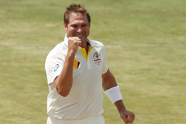CENTURION, SOUTH AFRICA - FEBRUARY 15: Ryan Harris of Australia celebrates after getting the wicket of Hashim Amla of South Africa during day four of the First Test match between South Africa and Australia on February 15, 2014 in Centurion, South Africa.  (Photo by Morne de Klerk/Getty Images)